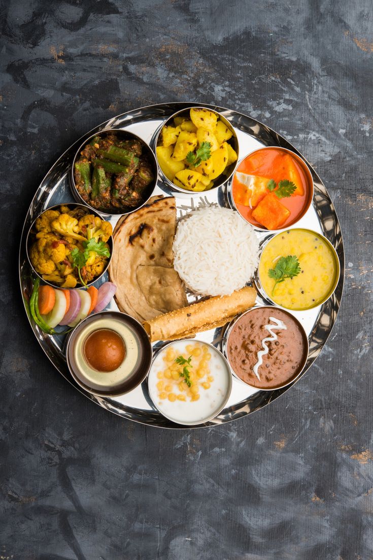 indian hindu veg thali / food platter, selective focus